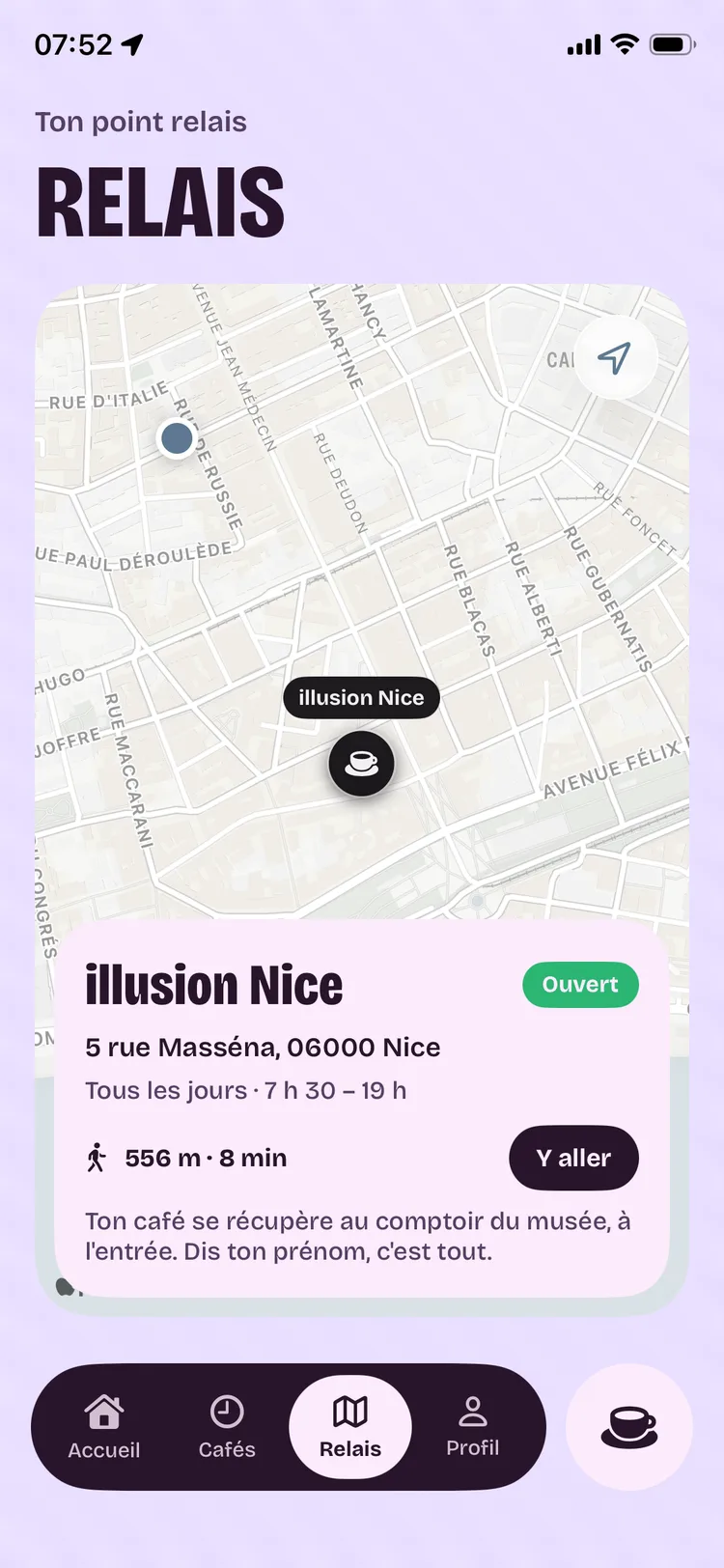 Le point relais du 5 rue Masséna dans l'app